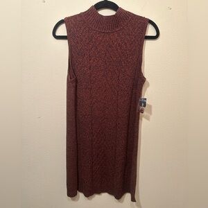 Style & Co. sleeveless sweater dress orange and navy size medium